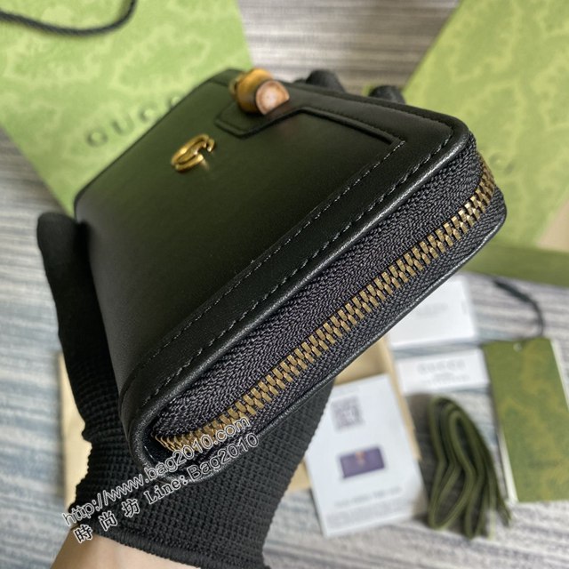 Gucci新款錢包 古馳竹子設計拉鏈女錢包 Gucci全皮純色長錢包 658634  ydg3023
